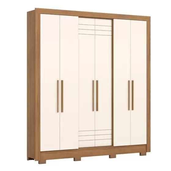 Guarda Roupa Briz 6 Portas Nature/Off White B366-127 - HENN